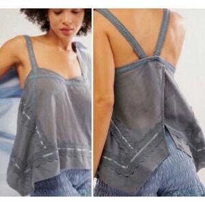 Intimately Free People Morning Call Top Size S Gray Ethereal Fairy Boho Cottage